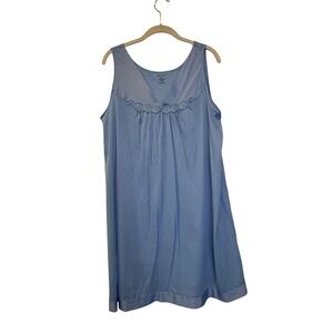 Vanity Fair Vintage Blue Nightgown Nylon‎ Lace Trim - Size Large
